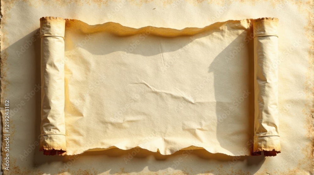 Aufkleber aged parchment scroll unfurled, ready for your message or ancient tale, a blank canvas of history's 