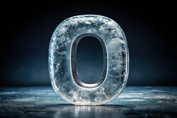 Frozen Capital O Letter Ice Font, Transparent Background Stock Photo