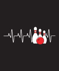Bowling Graphic Design with Heartbeat Shape and Bowling Vector