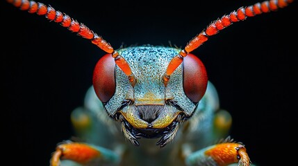 A macro of a beetles antennae stretching into a black void