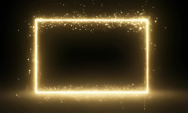 square frame with elegant and luxurious gold neon light movement, 4k resolution footage, generated by AI