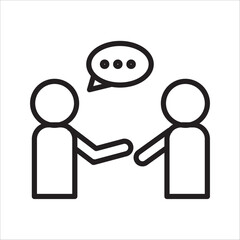 icon of two people talking on a white background