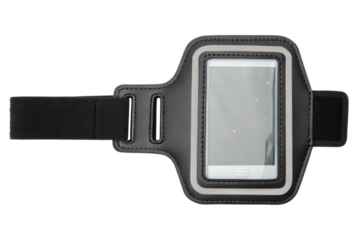 Black armband for smartphone isolated with transparent background