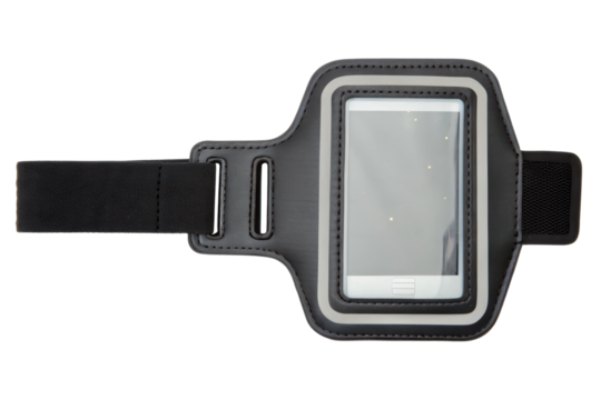 Black armband for smartphone isolated with transparent background