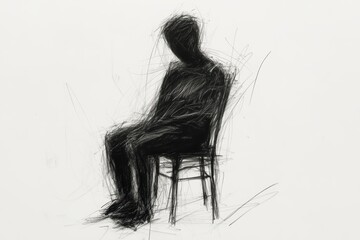 Fototapeta premium Abstract Illustration of a Figure Sitting on a Chair in Isolation