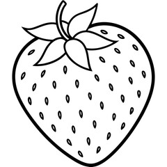 Simple Strawberry Vector in Line Art Style