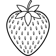Simple Strawberry Vector in Line Art Style