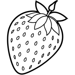 Simple Strawberry Vector in Line Art Style