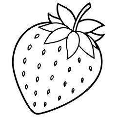 Simple Strawberry Vector in Line Art Style