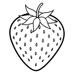 Simple Strawberry Vector in Line Art Style