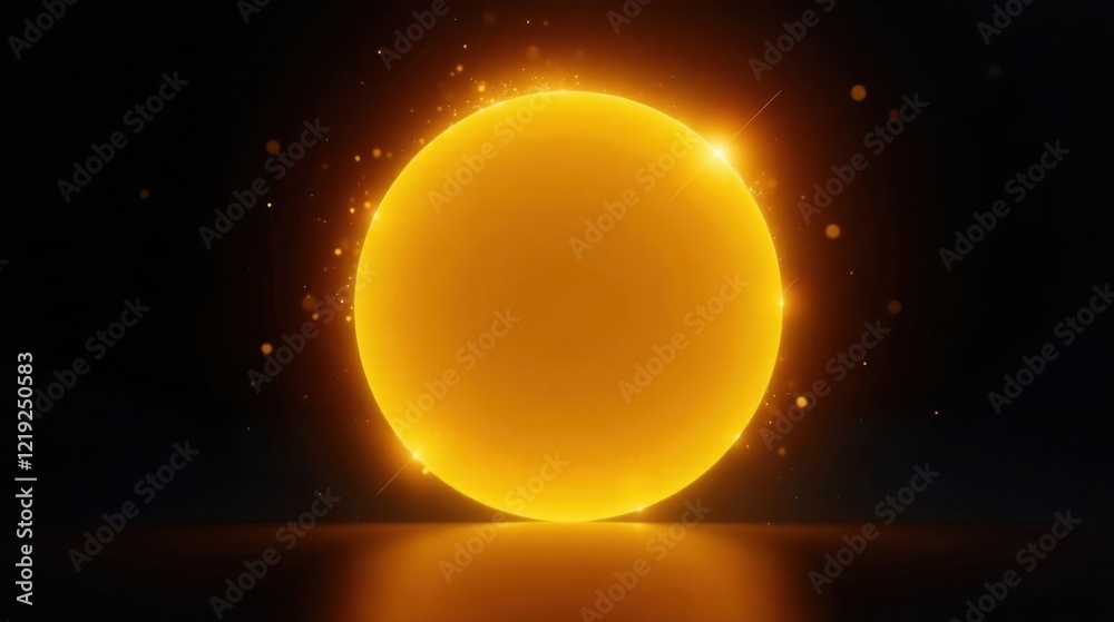 Fototapete luminous orb illuminating a dark void with golden glimmering particles