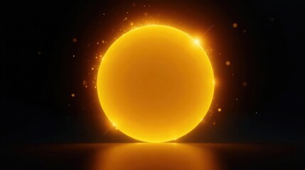 Obraz premium Luminous Orb Illuminating a Dark Void with Golden Glimmering Particles