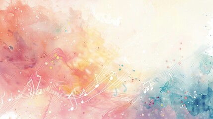 Watercolor clip art of Christian hymns and songs visualized with musical notes and ethereal backgrounds