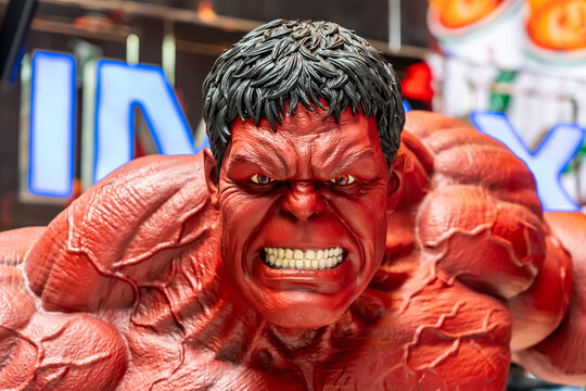 Bangkok, Thailand - Jan 24, 2025: Red hulk model show in Captain America: Brave New World, Red hulk is a fictional superhero in American comic books published by Marvel Comics.