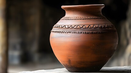 Handcrafted Terracotta Jar with Ethnic Design