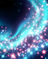 Obraz premium Ethereal Galaxy with Bioluminescent Streaks and Pink Nodes - Dreamlike Art Nouveau