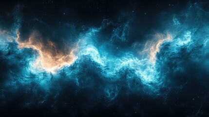 Obraz premium Celestial Nebula Cosmic Ocean Blue Orange Swirl