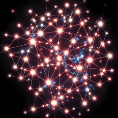 Fototapeta premium Galactic Constellation: Luminescent Nodes in Cybernetic Art Nouveau Style