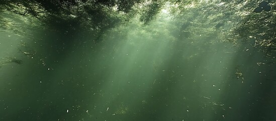 Obraz premium Submerged Serenity: An Ethereal Underwater Scene with Light Rays