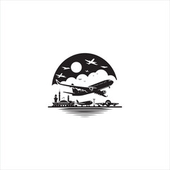 Black silhouette airplane vector