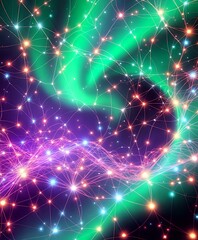 Obraz premium Auroraesque Cybernetic Nodes in Nebula Blues & Purples