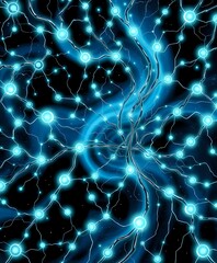 Fototapeta premium Hypnotic Bioluminescent Cybernetic Art Nouveau Design - Blue Abstract Pattern