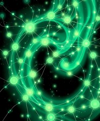 Fototapeta premium Harmonious Bioluminescent Art Nouveau Design - Interconnected Nodes & Organic Curves