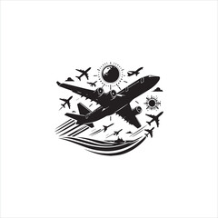 Black silhouette airplane vector