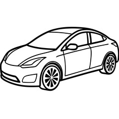 Sleek EV Line Art Vector Concept