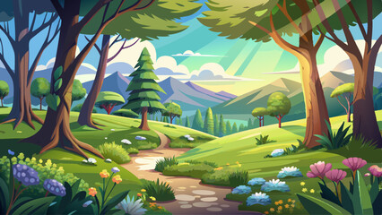 Naklejka premium Lovely shallow depth of field fresh landscape of English forest and countryside in Spring sunshine