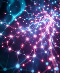 Obraz premium Cybernetic City Map - Abstract Bioluminescent Network