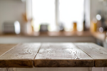 A Cozy Kitchen Room Background with a Rustic Wooden Table