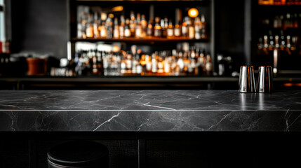 Classic bar counter made of dark stone