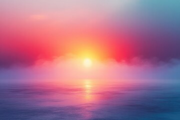 Naklejka premium Bold gradient blur transitioning from fiery red and orange to cool blues and purples, evoking contrast and harmony, copy space background
