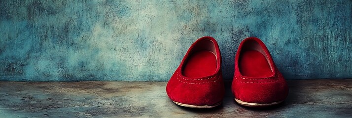 A pair of fashionable ballet flats on a minimalistic and artistic background