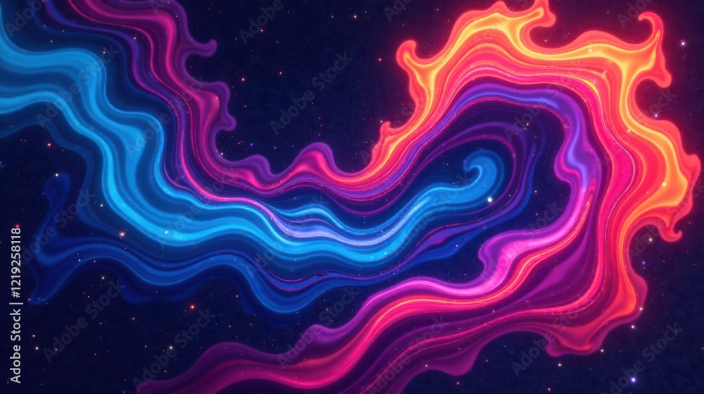 Aufkleber abstract cosmic swirl of vibrant colors and luminous particles in a dark universe