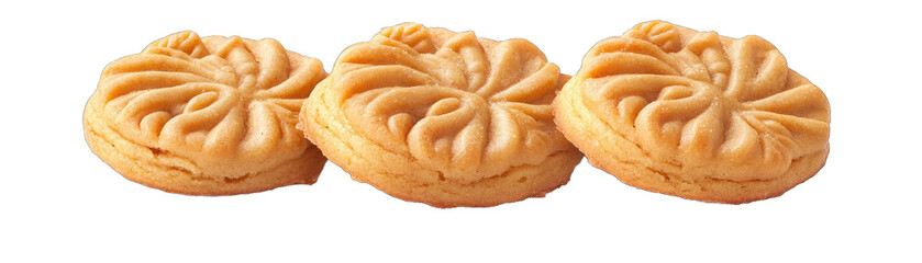 Dutch. Indonesian Kaasstengels Cookies White. Isolated on a Transparent Background. Cutout PNG.