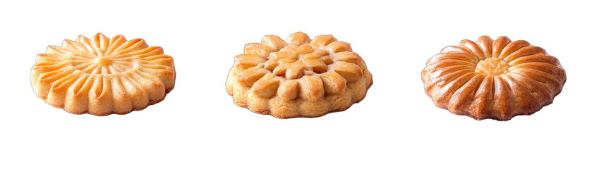 Fototapeta premium Traditional Moroccan Almond Cookies Arranged for Ramadan. Isolated on a Transparent Background. Cutout PNG.