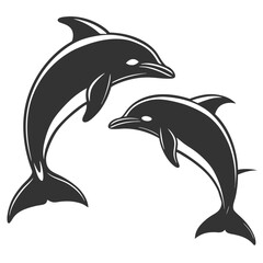 Silhouettes of dolphins High Quality Editable Vector Design and illustration