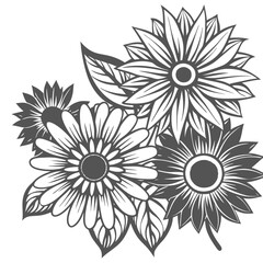 A stylized sunflowers and daisies High Quality Editable Vector Design and illustration