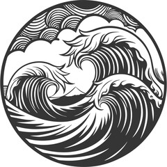 A Stylized Waves And Ocean Elements Design High Quality Editable Vector Design and illustration