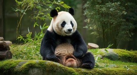 Adorable giant panda enjoying a peaceful moment&nbsp;at&nbsp;&nbsp;Park