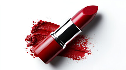 Red lipstick with a swipe of color.  Perfect for beauty and makeup promotions.