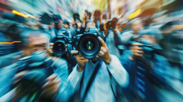 Blurred paparazzi photography symbolizing fame and mystery.
