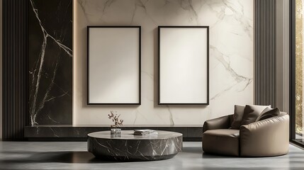 interior of a room empty frame for mockup design. Elegant Wall Art Mockup in a Minimalist Room