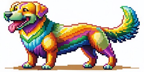 Obraz premium Pixel Art Dog with Happy Emotion - Game & Website Asset