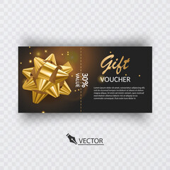Gift vouchers with ribbons. Elegant template for a festive gift card, coupon and certificate. Discount Coupon Template Vector Illustration