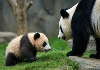 Fototapeta premium Adorable giant panda enjoying a peaceful moment&nbsp;at&nbsp;&nbsp;Park