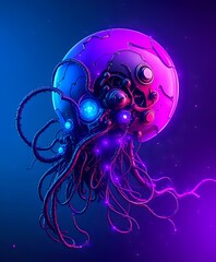 Cosmic Alien Entity: Futuristic Biomechanical Being in Deep Space