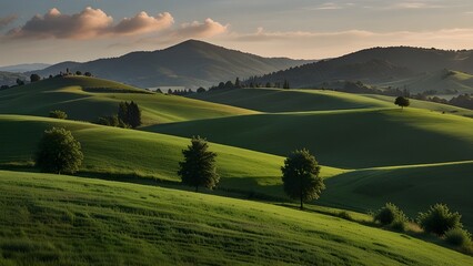 Cutout of the green hills landscape